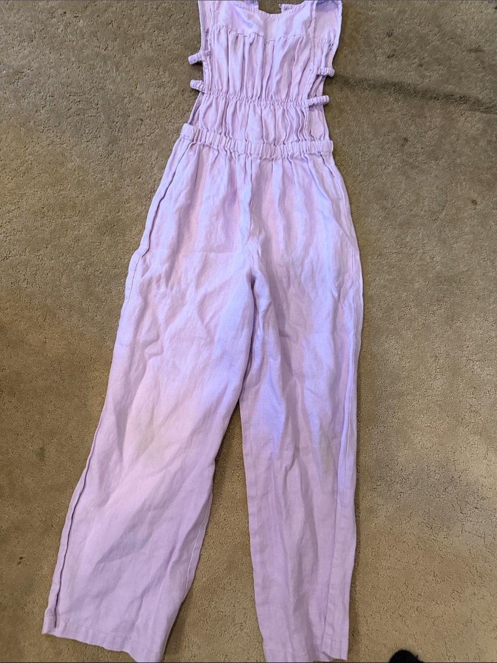 Zara Lavender Smocked-Waist Wide Leg Jumpsuit